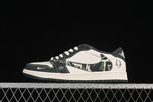 All categories Air Jordan Jordan series basketball shoes Air Jordan 1 Low high-end customized low-top sneakers Travis Scott x Fragment Design x Air Jordan 1 Low OG SP AJ1 Joe 1 Dior joint dark gray pattern low-top cultural casual sneakers LD2025-032